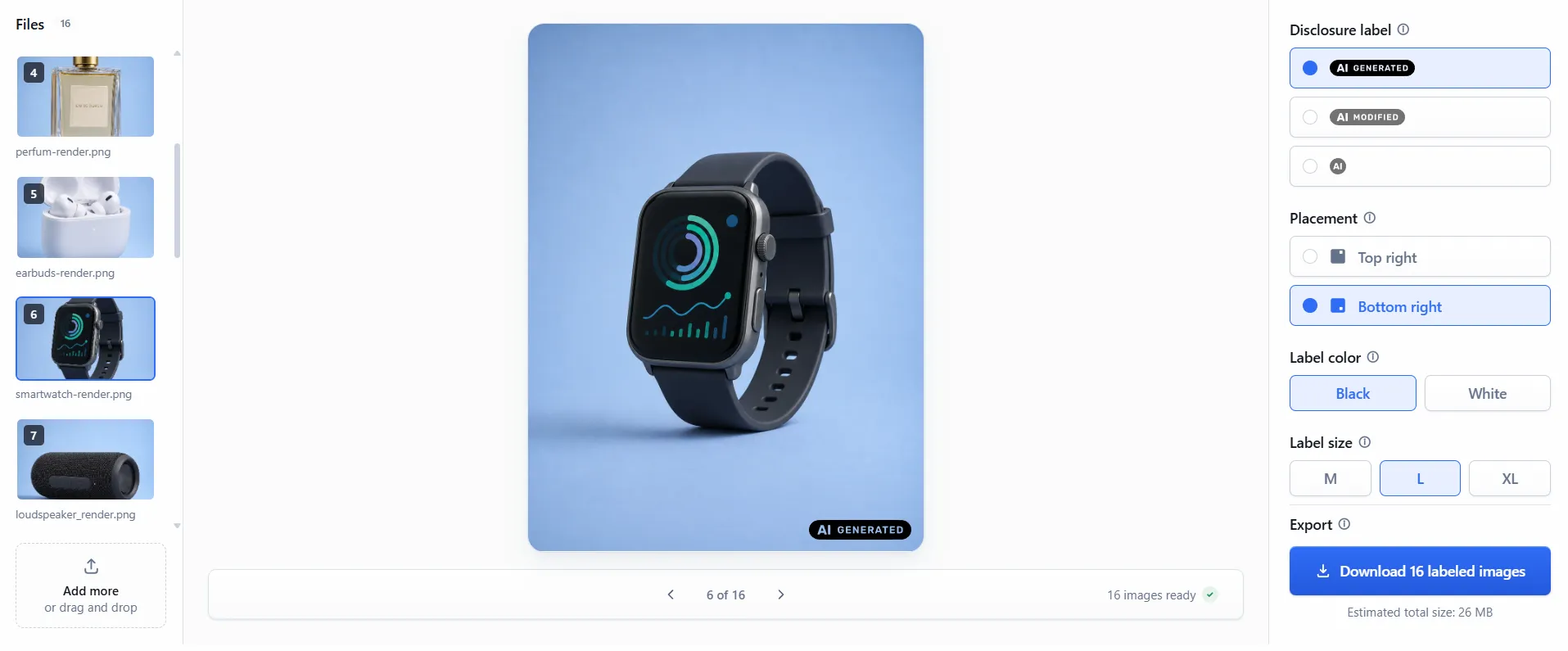 Preview of the EU Labels image labelling interface